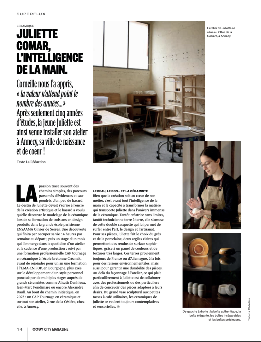 Poterie Annecy presse Editions Cosy City numéro 54